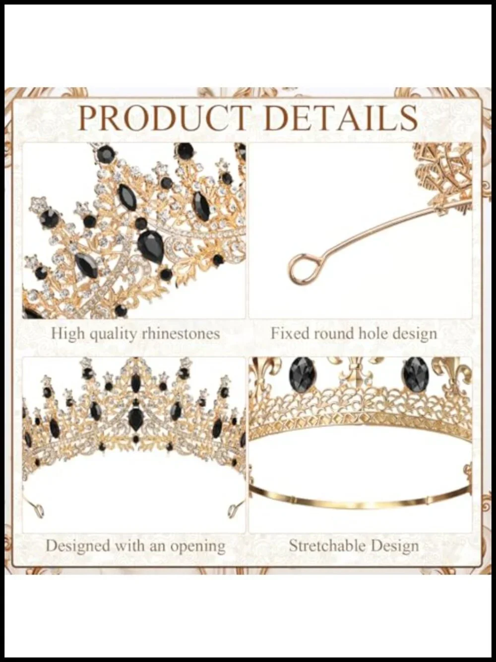 Rhinestone Crystal King Queen Crown Set, Baroque Prom Cosplay Accessory